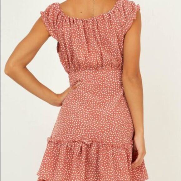 Showpo Raleigh Polka Dot Sweetheart Dusty Rose Mini Dress, Size 2 - Picture 8 of 8